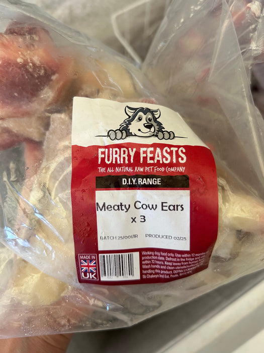 Furry Feasts Meaty Cow Ears x 3