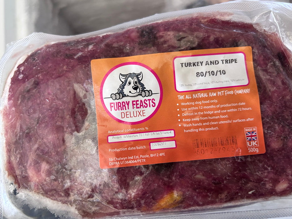 Furry Feasts Turkey & Tripe 80/10/10 500g