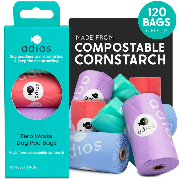 Adios Dog Bags 8 Rolls - Rainbow