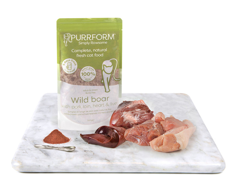 Purrform Wild Boar and Pork Loin with Heart and Liver 300g