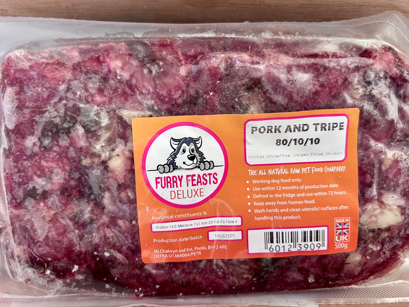 Furry Feasts Pork & Beef Tripe 80/10/10 500g