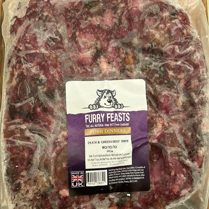 Furry Feasts Duck and Beef Tripe 80-10-10 1kg