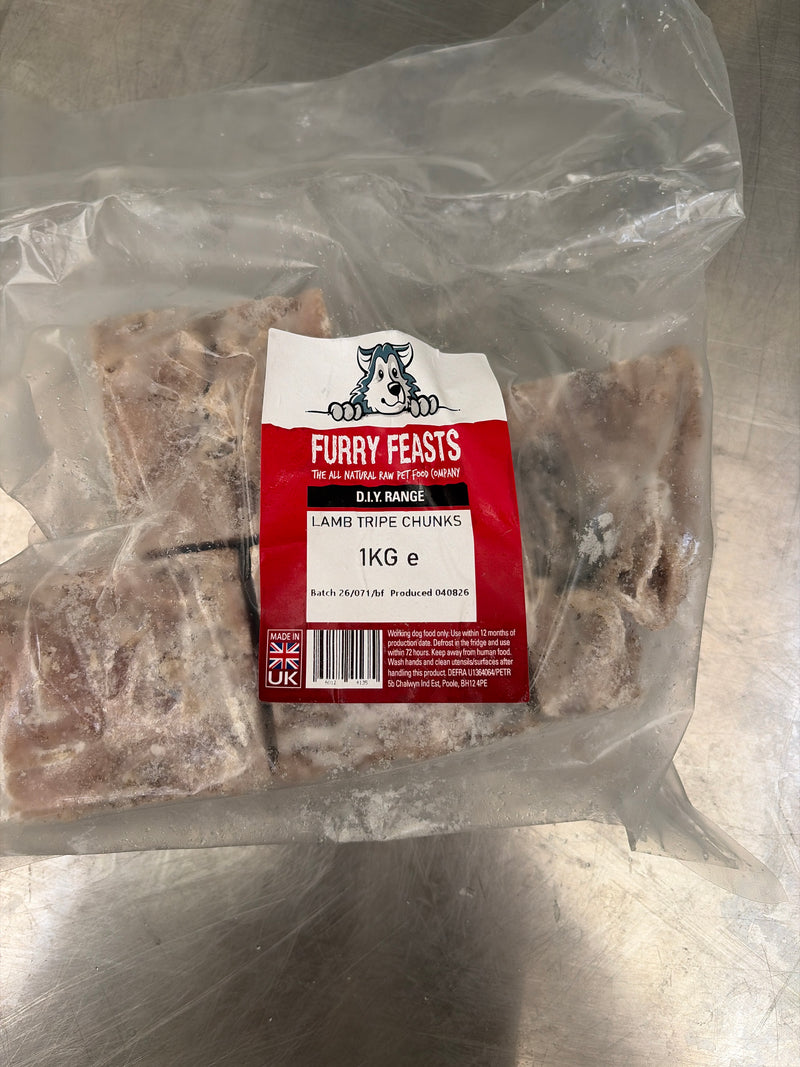 Furry Feasts Lamb Tripe Chunks 1kg