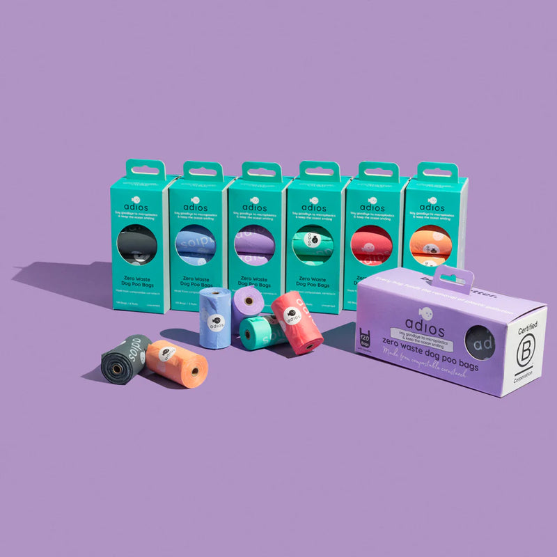 Adios Dog Bags 8 Rolls - Rainbow