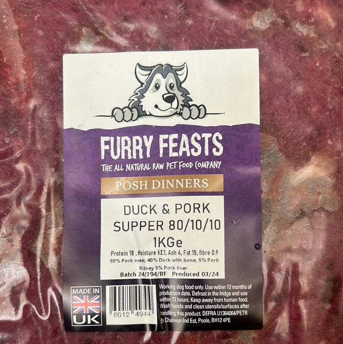 Furry Feasts Duck & Pork 80-10-10 1kg