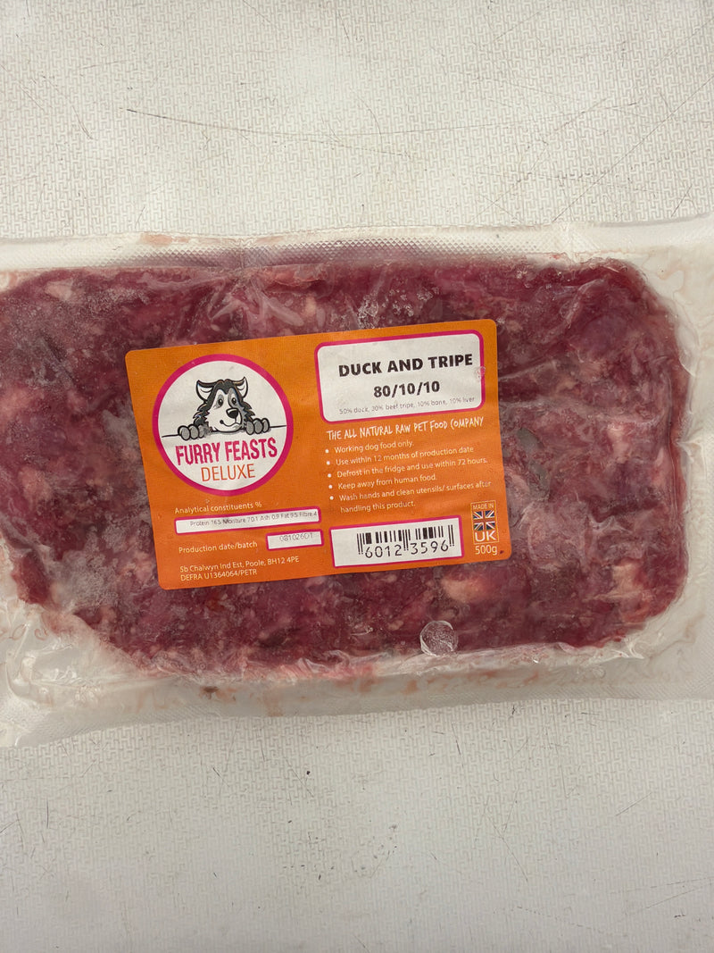 Furry Feasts Duck & Tripe 80/10/10 500g