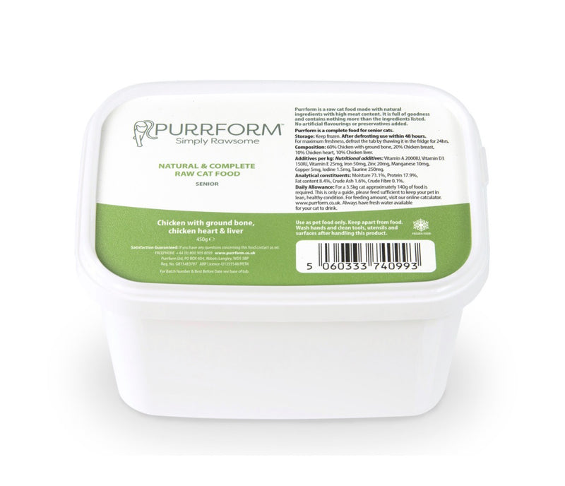 Purrform Chicken with Ground Bone with Chicken Liver & Heart (Senior) 450g