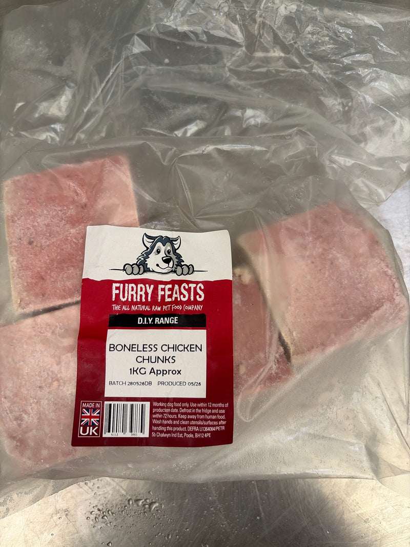 Furry Feasts Boneless Chicken Chunks 1kg