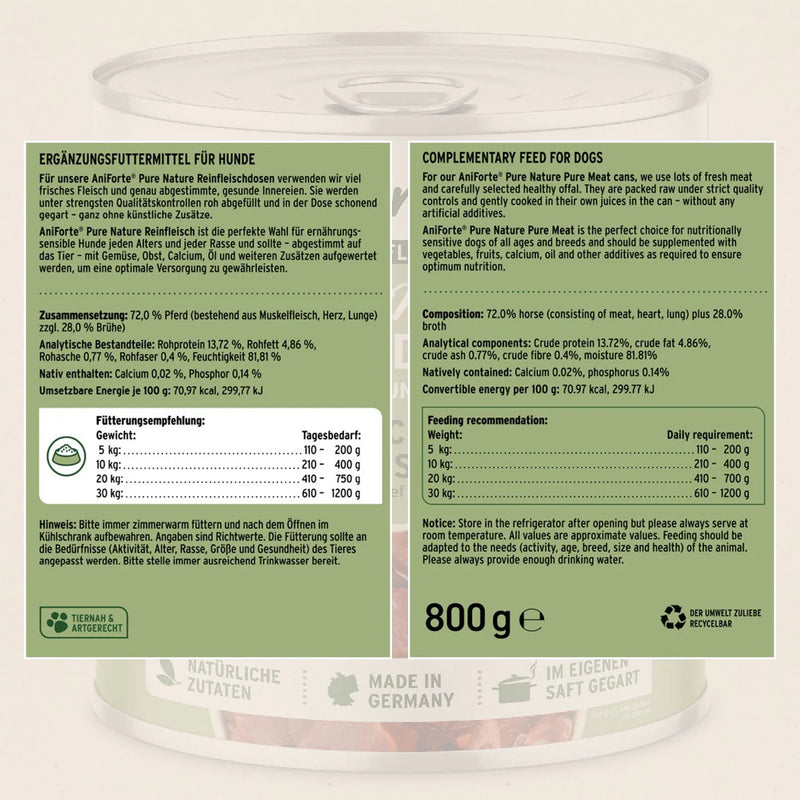 AniForte Pure Horse - Wet food for Dogs 400g