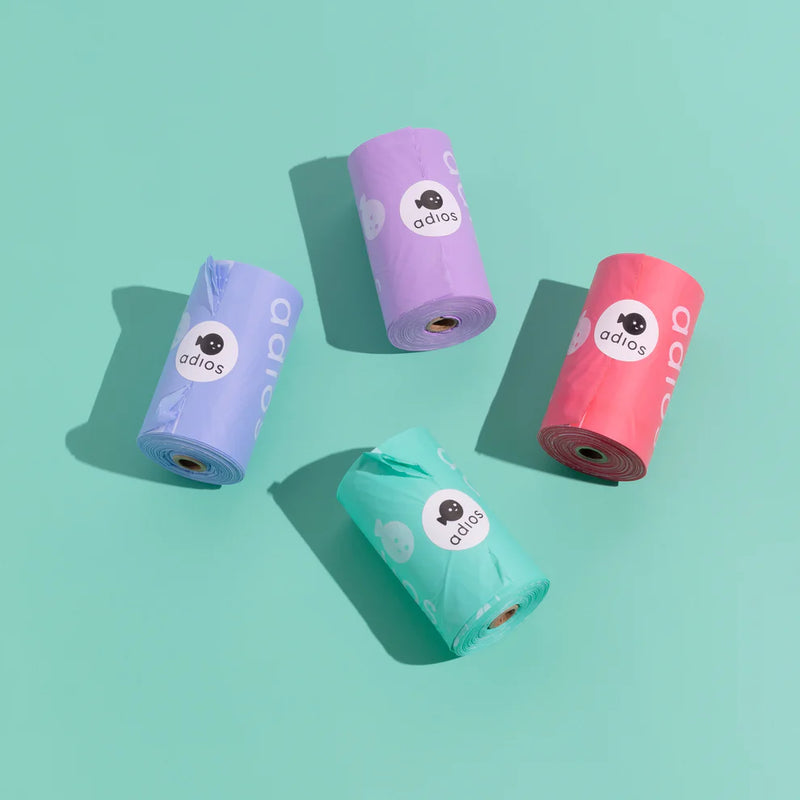 Adios Dog Bags 8 Rolls - Rainbow