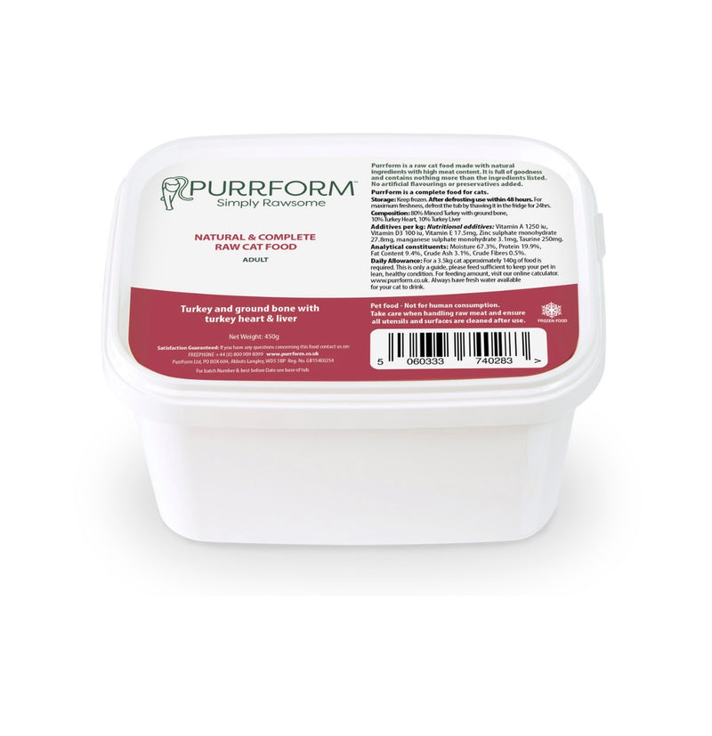 Turkey & Ground Bone with Turkey Heart & Liver 450g