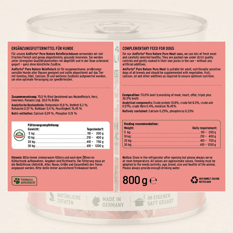 AniForte Pure Beef - Wet Food for Dogs 800g