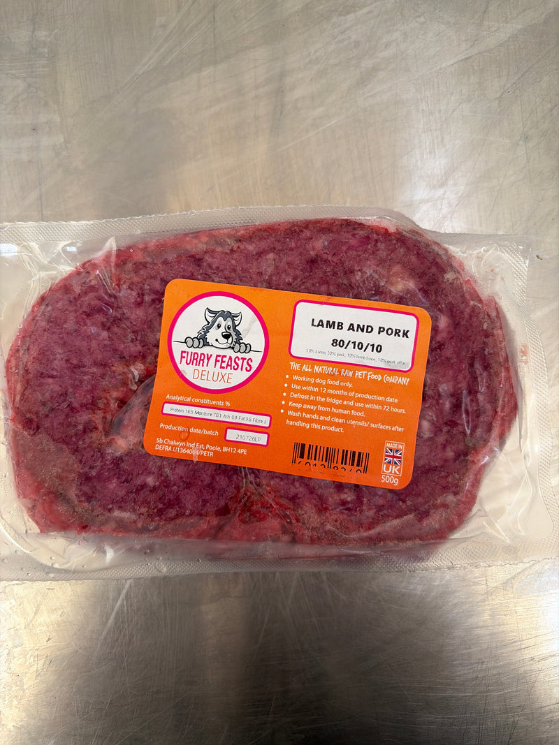 Furry Feasts Lamb & Pork 80/10/10 500g