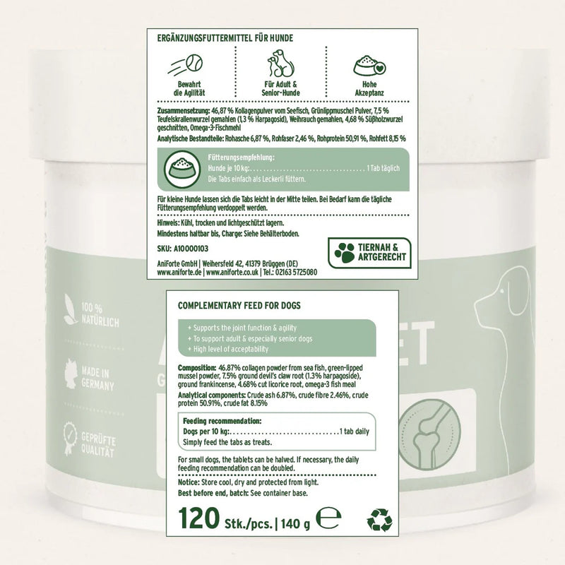 AniForte Agility Vet Joint Care Tablets for Dogs - 120 tablets