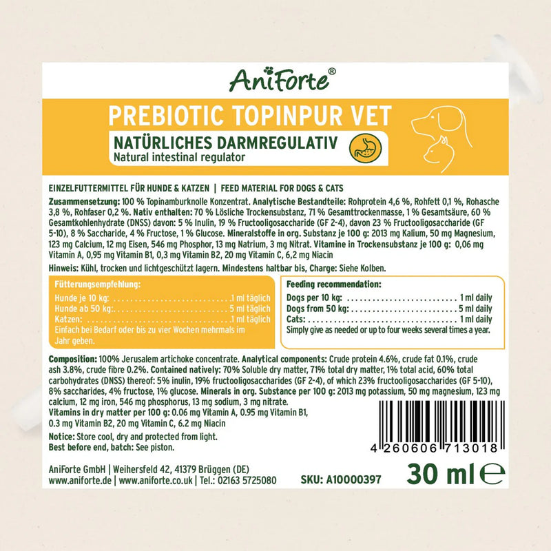 Prebiotic Jerusalem Artichoke Concentrate for Cats and Dogs - 30 ml