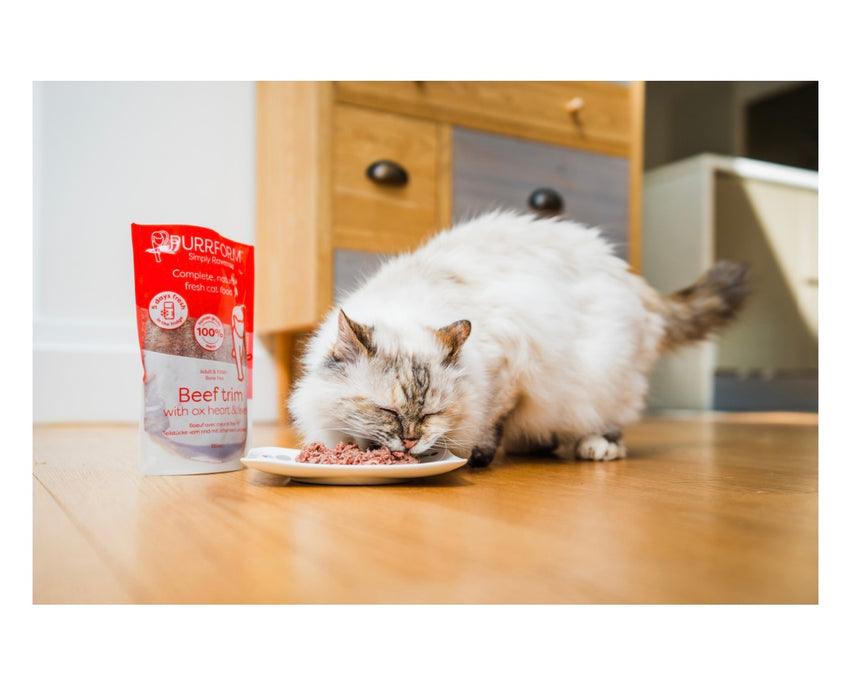 Purrform Beef Trim with Ox Heart and Liver 300g pouch