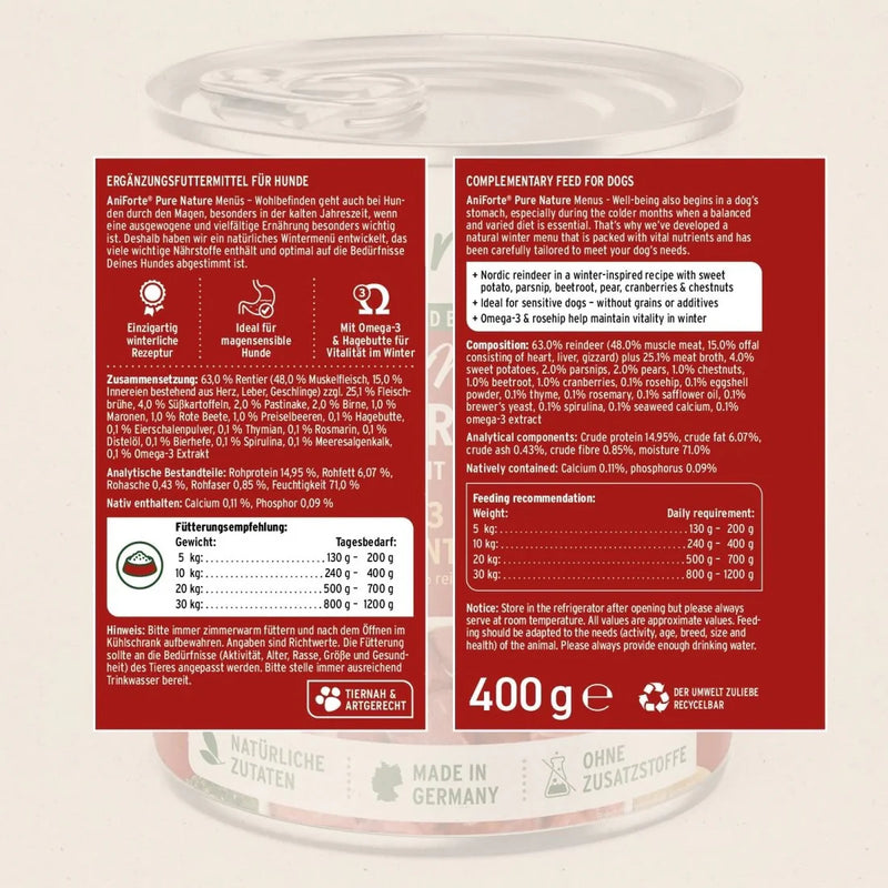 AniForte Winter Reindeer - Wet Food for Dogs 400g