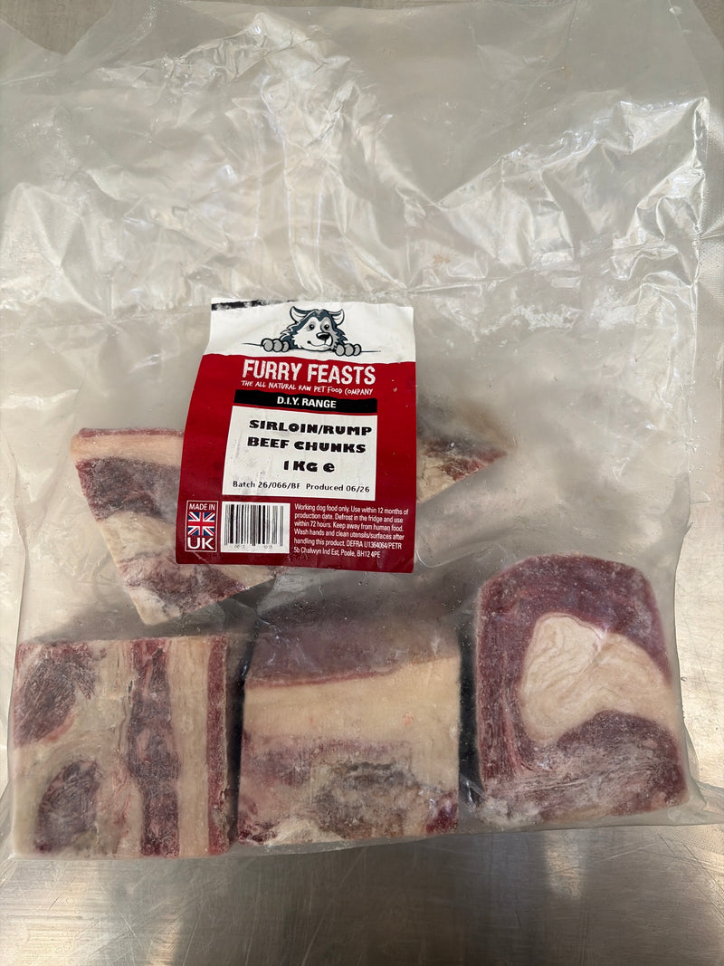 Furry Feasts Sirloin/Rump Beef Chunks 1kg