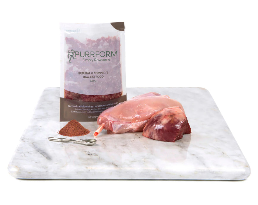 Purrform Farmed Rabbit, Ground Bone with Ox Heart 6x 70g